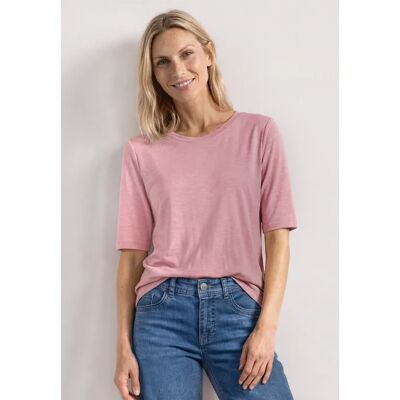 Street One Basic T-Shirt mit Rundhals in Unifarbe - Rosa - Damen Street One Basic T-Shirt mit Rundhals in Unifarbe - Rosa - Damen