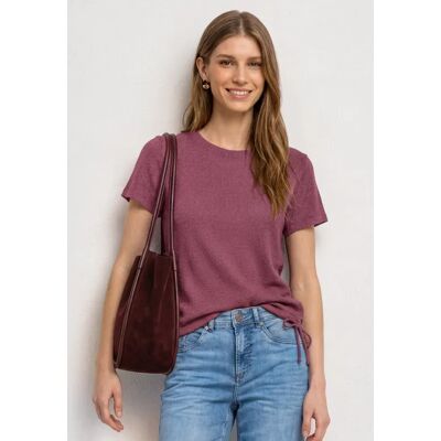 Street One Basic T-Shirt im Strick-Look mit Rundhals - Rosa - Damen Street One Basic T-Shirt im Strick-Look mit Rundhals - Rosa - Damen