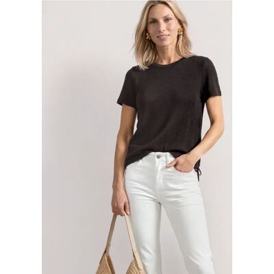 Street One Basic T-Shirt im Strick-Look mit Rundhals - Braun - Damen Street One Basic T-Shirt im Strick-Look mit Rundhals - Braun - Damen