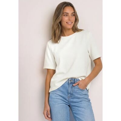 Street One T-Shirt mit Rundhals und Struktur - Weiß - Damen Street One T-Shirt mit Rundhals und Struktur - Weiß - Damen