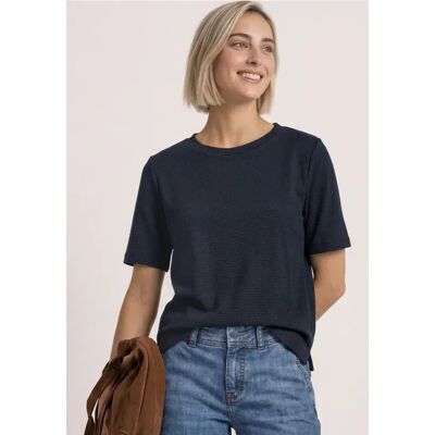 Street One T-Shirt mit Rundhals und Struktur - Blau - Damen Street One T-Shirt mit Rundhals und Struktur - Blau - Damen