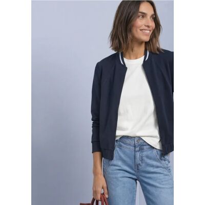 Street One Langarm Jacke im Silk-Look mit Zipper - Blau - Damen Street One Langarm Jacke im Silk-Look mit Zipper - Blau - Damen