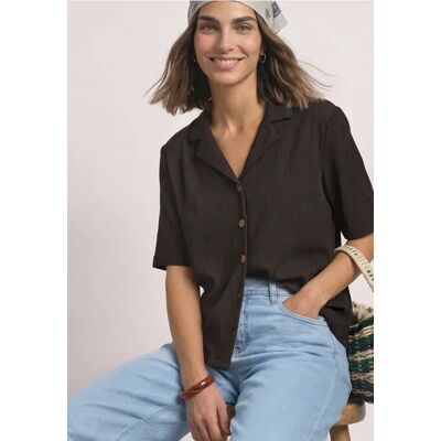 Street One Shirt mit Strukturmix und Knopfleiste - Braun - Damen Street One Shirt mit Strukturmix und Knopfleiste - Braun - Damen