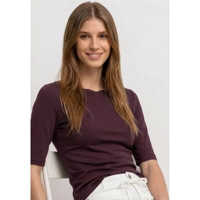 Street One T-Shirt mit Wavy Neckline in Unifarbe - Rot - Damen Street One T-Shirt mit Wavy Neckline in Unifarbe - Rot - Damen