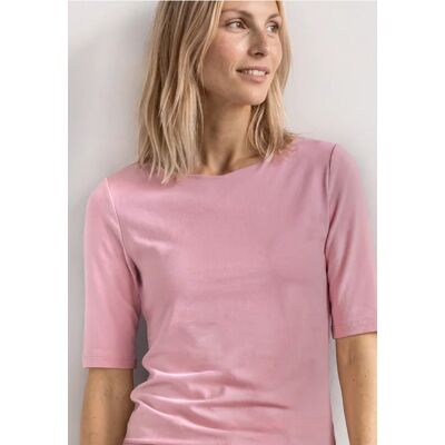 Street One T-Shirt mit Wavy Neckline in Unifarbe - Rosa - Damen Street One T-Shirt mit Wavy Neckline in Unifarbe - Rosa - Damen