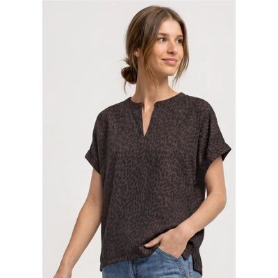 Street One Shirt mit Strukturmix und Split Neck - Braun - Damen Street One Shirt mit Strukturmix und Split Neck - Braun - Damen