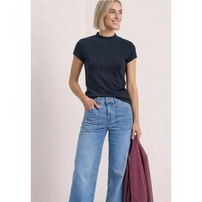Street One Basic Shirt mit Turtle Neck - Blau - Damen Street One Basic Shirt mit Turtle Neck - Blau - Damen