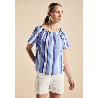 Street One Chambray Bluse mit Streifen - Blau - Damen Street One Chambray Bluse mit Streifen - Blau - Damen