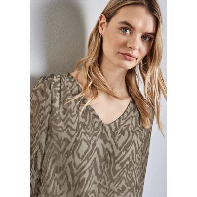Street One Chiffon-Bluse mit Raffung - Beige - Damen Street One Chiffon-Bluse mit Raffung - Beige - Damen