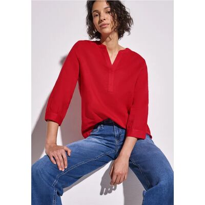 Street One Leinenmix-Bluse in Unifarbe - Rot - Damen Street One Leinenmix-Bluse in Unifarbe - Rot - Damen