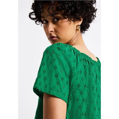 Street One Bluse mit Lochstickerei - Grün - Damen Street One Bluse mit Lochstickerei - Grün - Damen