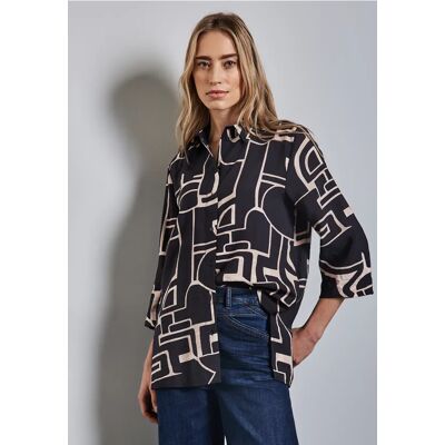 Street One Lange Bluse mit Turn-Up - Blau - Damen Street One Lange Bluse mit Turn-Up - Blau - Damen