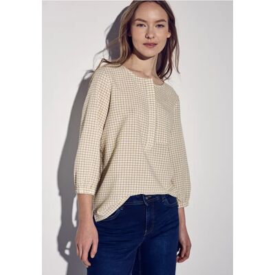 Street One Karierte Seersucker Bluse - Beige - Damen Street One Karierte Seersucker Bluse - Beige - Damen