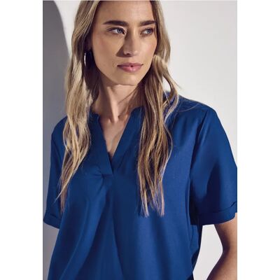Street One Bluse in Unifarbe - Blau - Damen Street One Bluse in Unifarbe - Blau - Damen