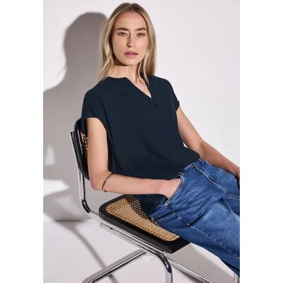 Street One Bluse in Unifarbe - Blau - Damen Street One Bluse in Unifarbe - Blau - Damen