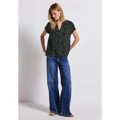 Street One Bluse mit Leo-Muster - Grün - Damen Street One Bluse mit Leo-Muster - Grün - Damen