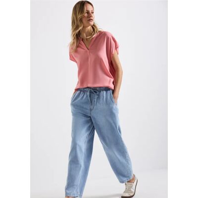 Street One Split Neck Bluse in Unifarbe - Rosa - Damen Street One Split Neck Bluse in Unifarbe - Rosa - Damen