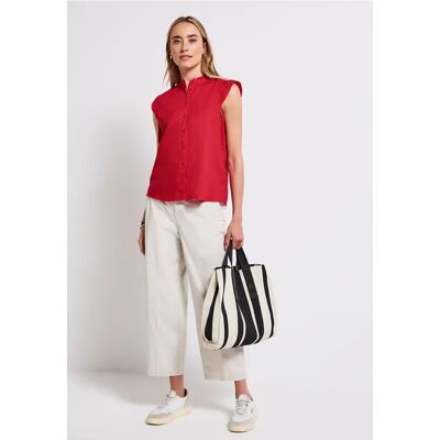 Street One Leinenmix-Bluse mit Rüschen - Rot - Damen Street One Leinenmix-Bluse mit Rüschen - Rot - Damen