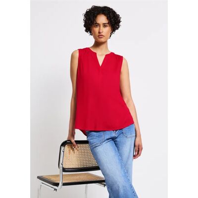 Street One Split Neck Blusentop - Rot - Damen Street One Split Neck Blusentop - Rot - Damen