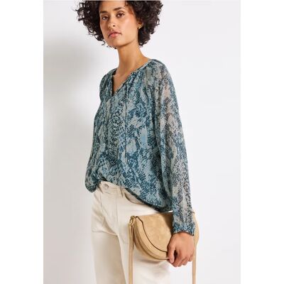 Street One Chiffon Snake Print Bluse - Blau - Damen Street One Chiffon Snake Print Bluse - Blau - Damen