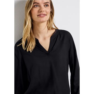Street One Split Neck Bluse mit Tape - Schwarz - Damen Street One Split Neck Bluse mit Tape - Schwarz - Damen