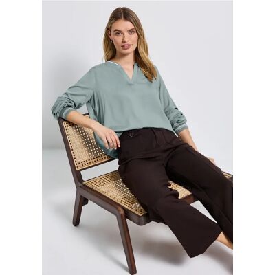 Street One Split Neck Bluse mit Tape - Blau - Damen Street One Split Neck Bluse mit Tape - Blau - Damen