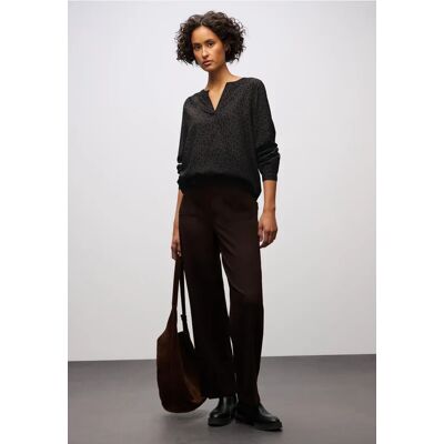 Street One Split Neck Leo Bluse - Braun - Damen Street One Split Neck Leo Bluse - Braun - Damen