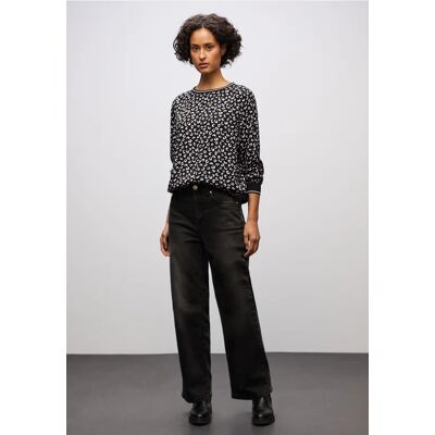 Street One Print Bluse mit Tape Details - Schwarz - Damen Street One Print Bluse mit Tape Details - Schwarz - Damen