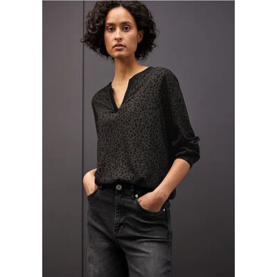 Street One Leo Split Neck Bluse - Braun - Damen Street One Leo Split Neck Bluse - Braun - Damen