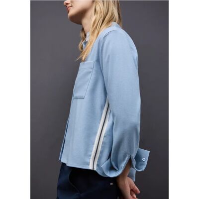Street One Melange Bluse mit Tape - Blau - Damen Street One Melange Bluse mit Tape - Blau - Damen
