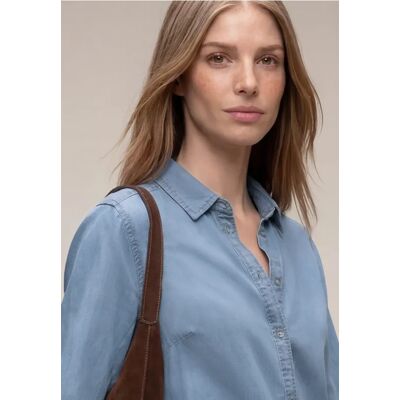 Street One 3/4-Arm Hemdbluse im Denim-Look - Blau - Damen Street One 3/4-Arm Hemdbluse im Denim-Look - Blau - Damen