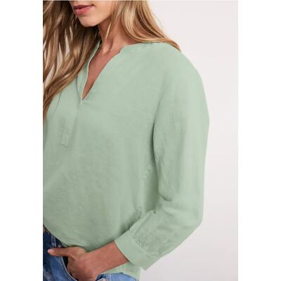 Street One Bluse mit Split Neck aus Leinenmix - Grün - Damen Street One Bluse mit Split Neck aus Leinenmix - Grün - Damen