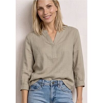 Street One Bluse mit Split Neck aus Leinenmix - Beige - Damen Street One Bluse mit Split Neck aus Leinenmix - Beige - Damen