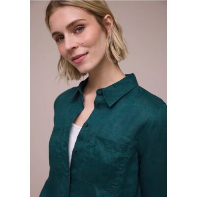 Street One Leinenbluse mit Brusttaschen - Grün - Damen Street One Leinenbluse mit Brusttaschen - Grün - Damen