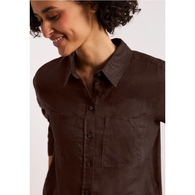 Street One Leinenbluse mit Brusttaschen - Braun - Damen Street One Leinenbluse mit Brusttaschen - Braun - Damen