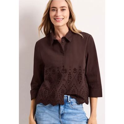 Street One 3/4-Arm Bluse mit Shiffleydetails - Braun - Damen Street One 3/4-Arm Bluse mit Shiffleydetails - Braun - Damen