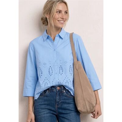 Street One 3/4-Arm Bluse mit Shiffleydetails - Blau - Damen Street One 3/4-Arm Bluse mit Shiffleydetails - Blau - Damen