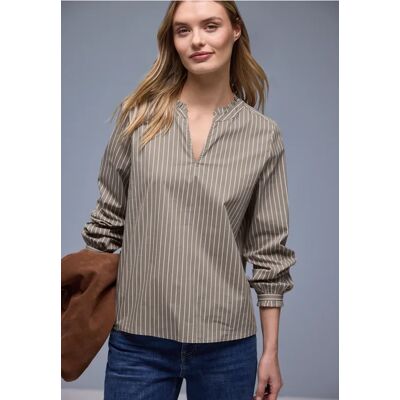 Street One Streifen Bluse mit Rüschen - Braun - Damen Street One Streifen Bluse mit Rüschen - Braun - Damen