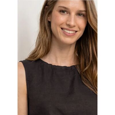 Street One Blusentop mit Rundhals aus Leinenmix - Braun - Damen Street One Blusentop mit Rundhals aus Leinenmix - Braun - Damen