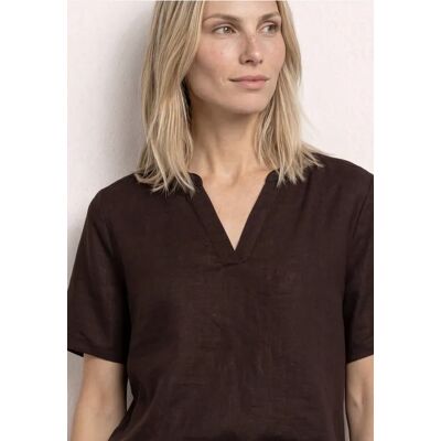 Street One Bluse mit Split Neck aus Leinenmix - Braun - Damen Street One Bluse mit Split Neck aus Leinenmix - Braun - Damen