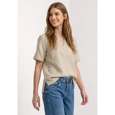 Street One Bluse mit Split Neck aus Leinenmix - Beige - Damen Street One Bluse mit Split Neck aus Leinenmix - Beige - Damen