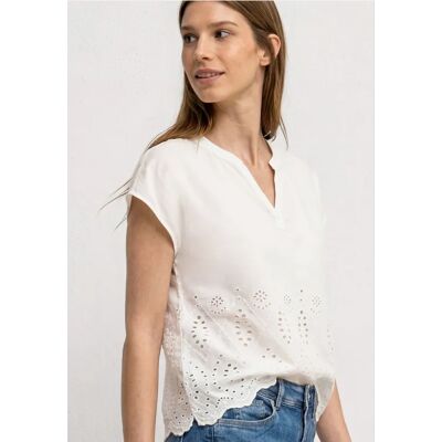 Street One Blusenshirt mit Shiffleymuster - Weiß - Damen Street One Blusenshirt mit Shiffleymuster - Weiß - Damen