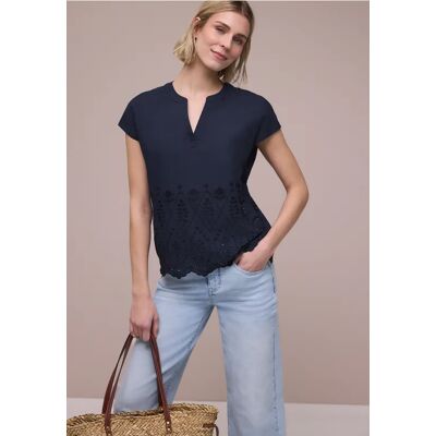 Street One Blusenshirt mit Shiffleymuster - Blau - Damen Street One Blusenshirt mit Shiffleymuster - Blau - Damen