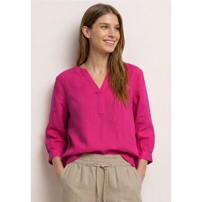Street One 3/4-Arm Bluse aus Leinenmix mit Split Neck - Pink - Damen Street One 3/4-Arm Bluse aus Leinenmix mit Split Neck - Pink - Damen