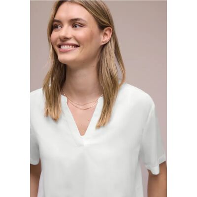 Street One Kurzarm Bluse mit Turn-Up - Weiß - Damen Street One Kurzarm Bluse mit Turn-Up - Weiß - Damen