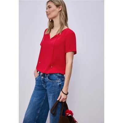 Street One Kurzarm Bluse mit String-Detail - Rot - Damen Street One Kurzarm Bluse mit String-Detail - Rot - Damen