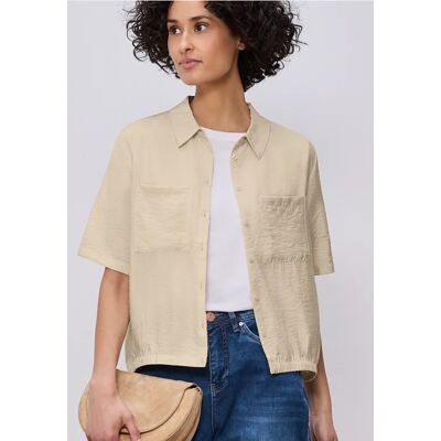 Street One Kurzarm Bluse mit Elastiksaum - Beige - Damen Street One Kurzarm Bluse mit Elastiksaum - Beige - Damen