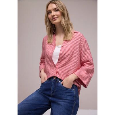 Street One 3/4-Arm Bluse in Seersuckerqualität - Rot - Damen Street One 3/4-Arm Bluse in Seersuckerqualität - Rot - Damen