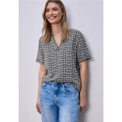 Street One Kurzarm Bluse mit Turn-Up - Blau - Damen Street One Kurzarm Bluse mit Turn-Up - Blau - Damen