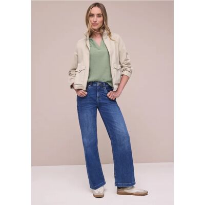 Street One Kurzarm Bluse in Musselinqualität mit Turn-Up - Grün - Damen Street One Kurzarm Bluse in Musselinqualität mit Turn-Up - Grün - Damen